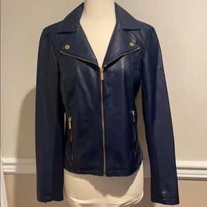 New Calvin Klein faux leather Jacket size S in Navy Blue